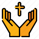 christ, easter, religion, cross, hand, pray