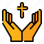 christ, easter, religion, cross, hand, pray 