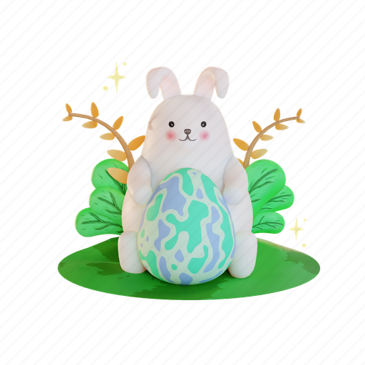 Rabbit, easter, illustration, egg, bunny, animal, art 3D illustration - Download on Iconfinder