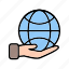 earth on hand, globe, world 