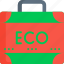 ecology, flat, icon, bag, eco bag, environment, briefcase, suitcase, ecommerce 