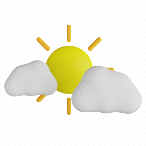 Cloudy, weather, cloud, sun 3D illustration - Download on Iconfinder