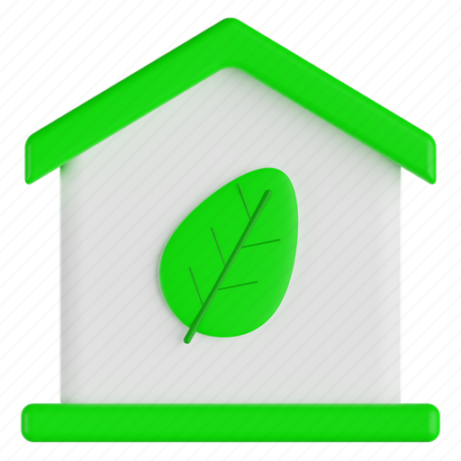 Green, house, home, nature, ecology 3D illustration - Download on Iconfinder