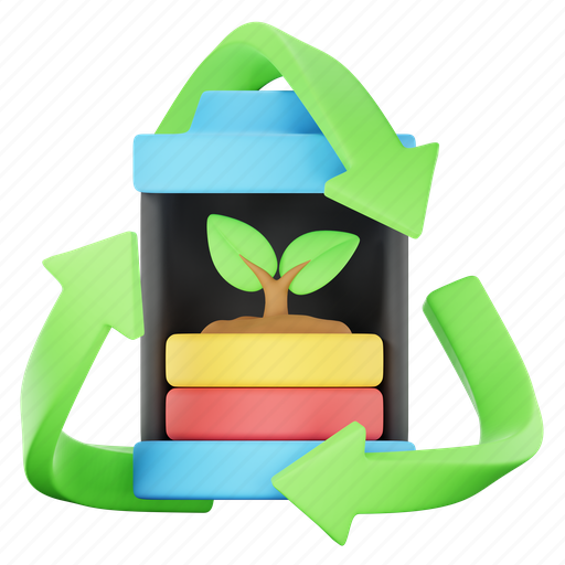 Eco, battery, charging, energy, green, ecology, recycle 3D illustration - Download on Iconfinder
