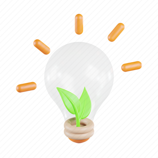 Bulb, leaf, energy, plant, eco, electricity, idea 3D illustration - Download on Iconfinder