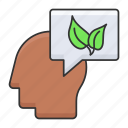 human head, leaf, nature, awareness, intelligence, plant growth