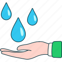 water, drop, hand, saving, natural, ecology, green, environment