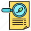 document, leaf, magnifier, search 