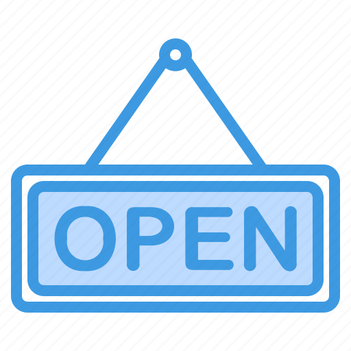 Open, hanging, commerce, business, signal, shop, board icon - Download on Iconfinder