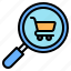 search, magnifying glass, loupe, online shop, ecommerce, product, shopping cart 