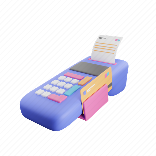 Pos machine, card swiper, debit card, credit card, billing, invoice 3D illustration - Download on Iconfinder