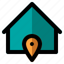 home address, house address, house-location, home-location, location-pointer, location-pin, map-pin, location, house, map