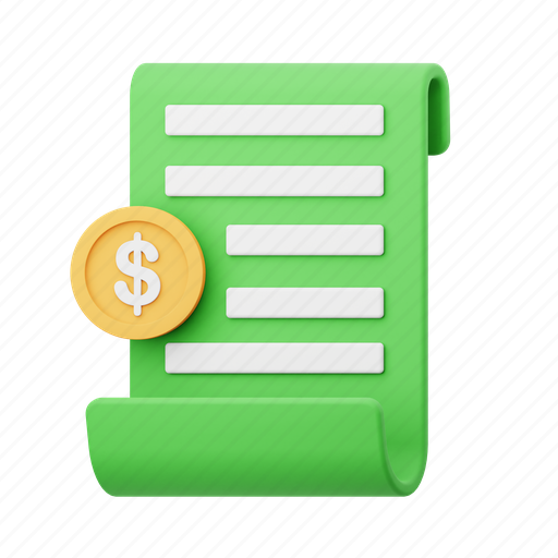 Invoice, receipt, bill, finance, shopping, paper, payment 3D illustration - Download on Iconfinder