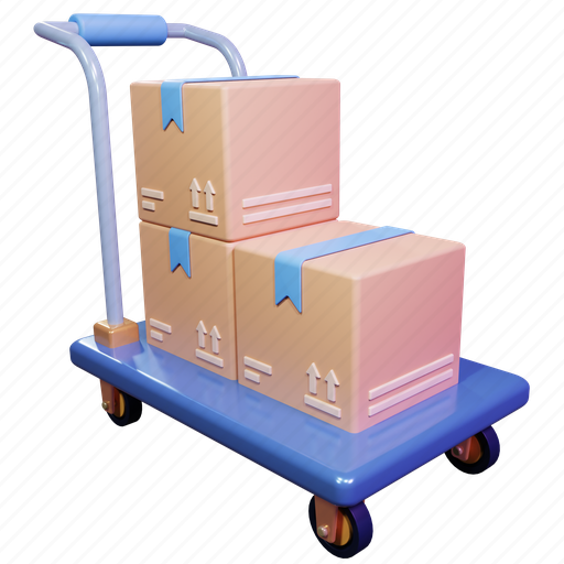 Logistics, trolley, cargo, delivery, truck, package 3D illustration - Download on Iconfinder