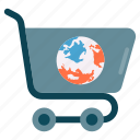 global, shopping, business, cart, network