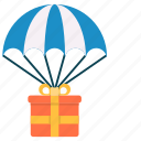 parachute, gift, delivery, birthday, christmas