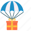 parachute, gift, delivery, birthday, christmas 
