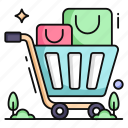 handcart, pushcart, wheelbarrow, shopping cart, commerce