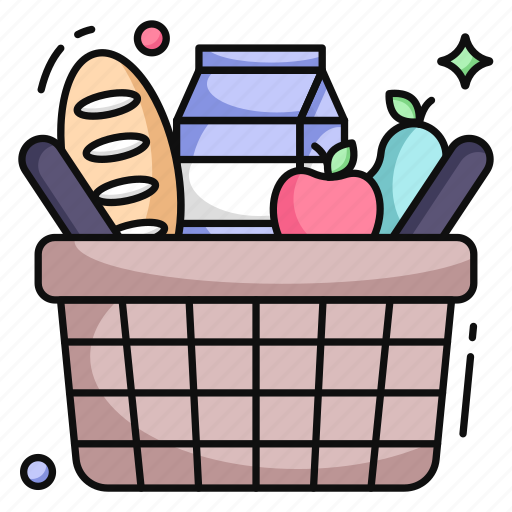Shopping basket, shopping bucket, grocery basket, grocery bucket, commerce icon - Download on Iconfinder