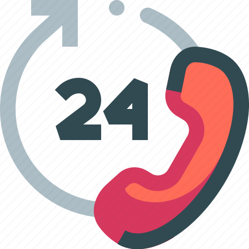 Hours, 24, call center, emergency call icon - Download on Iconfinder