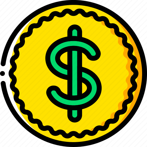 Coin, currency, dollar, ecommerce, money, payment, yellow icon - Download on Iconfinder