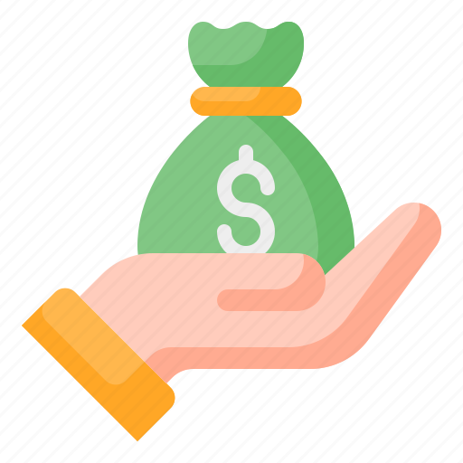 Save money, saving money, investment, salary, wage, money bag, hand icon - Download on Iconfinder