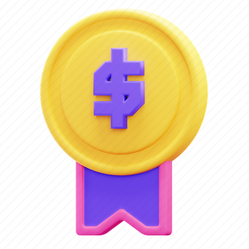 Badge, insignia, emblem, economy, reward, money, dollar 3D illustration - Download on Iconfinder