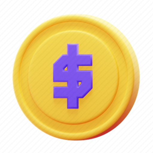 Coin, dolar, money, currency, commerce, economy, finance 3D illustration - Download on Iconfinder