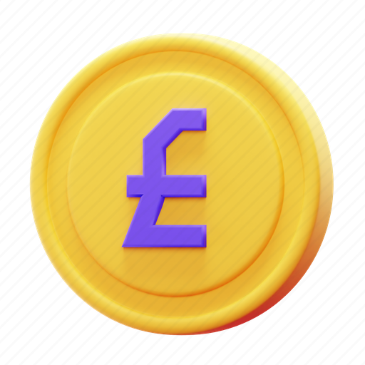 Coin, pound, money, currency, commerce, economy, finance 3D illustration - Download on Iconfinder