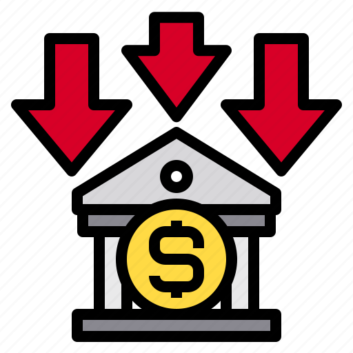 Bank, down, crisis, financial, economic, arrows, currency icon - Download on Iconfinder