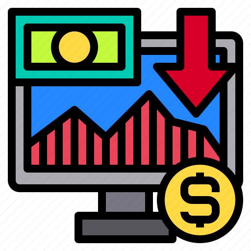 Down, crisis, financial, arrow, business, computer, currency icon - Download on Iconfinder