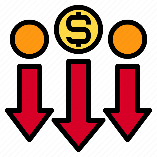 Down, crisis, financial, economic, arrows, currency icon - Download on Iconfinder