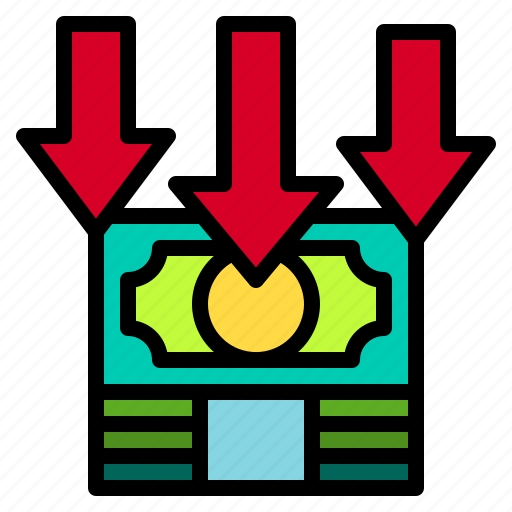 Down, crisis, financial, economic, arrow, arrows, currency icon - Download on Iconfinder