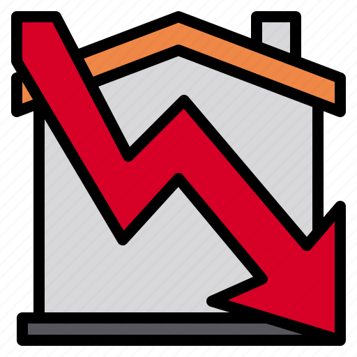 House, estate, down, crisis, financial, property, arrows icon - Download on Iconfinder