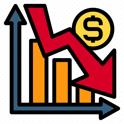 Down, crisis, graph, financial, arrow, business, currency icon - Download on Iconfinder