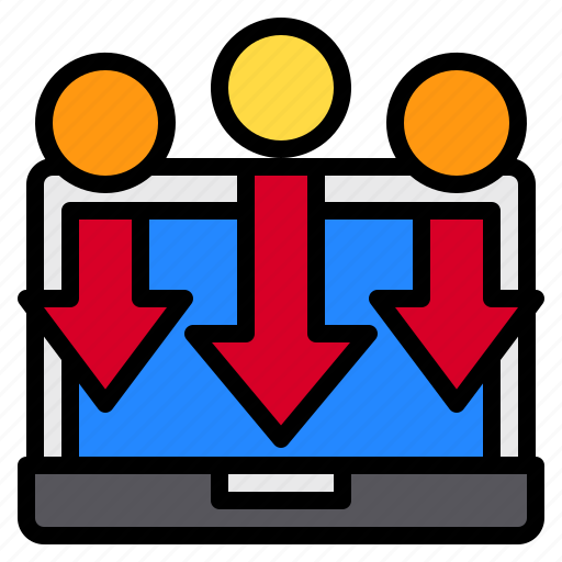 Down, crisis, financial, economic, laptop, computer, arrows icon - Download on Iconfinder