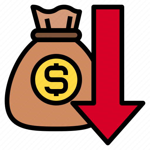 Bag, down, crisis, money, financial, arrows, currency icon - Download on Iconfinder