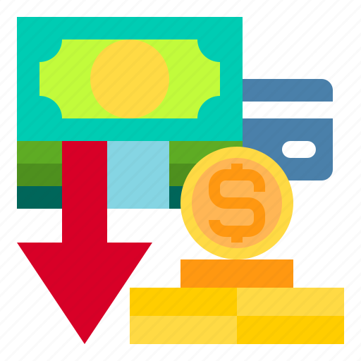 Currency, financial, business, credit, down, arrow, card icon - Download on Iconfinder