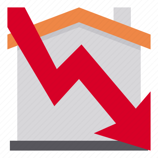 Crisis, arrows, house, financial, down, property, estate icon - Download on Iconfinder