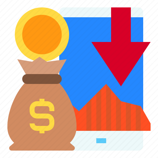 Currency, financial, phone, business, mobile, arrow, down icon - Download on Iconfinder