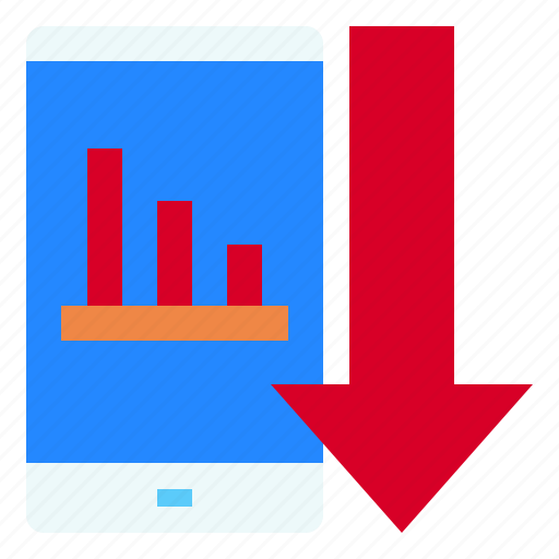 Crisis, graph, smartphone, financial, mobile, arrow, down icon - Download on Iconfinder