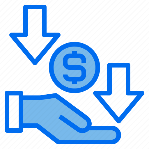 Crisis, down, hand, currency, financial, economic, arrows icon - Download on Iconfinder