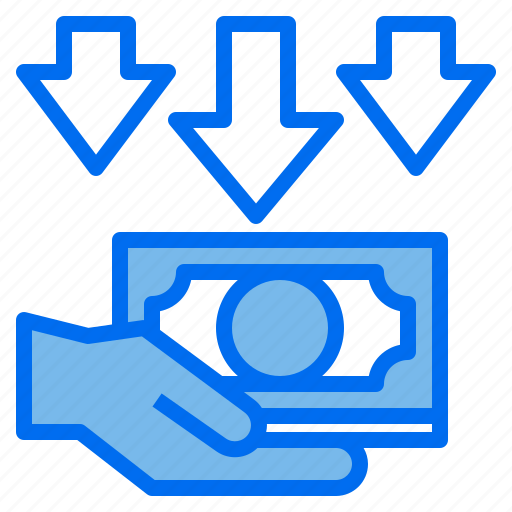 Crisis, down, hand, currency, financial, economic, arrows icon - Download on Iconfinder