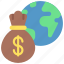 global, globe, earth, moneybag, economics 