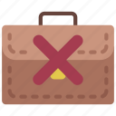 no, job, work, prohibited, briefcase, cross
