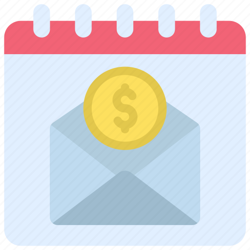 Paycheque, date, paycheck, cheque, coin, email, calendar icon - Download on Iconfinder