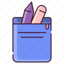 pencil, bag, pen, pencil case