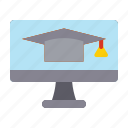 online learning, graduation, cap