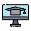 online learning, course, computer, graduation cap 