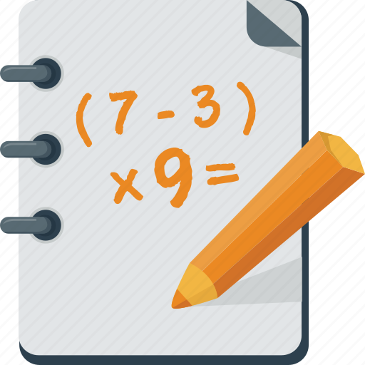 Calculation, exercise, homework, lesson, math, mathematics, notebook icon - Download on Iconfinder